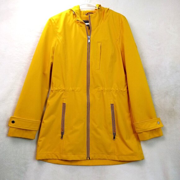 Tommy Hilfiger Hooded Rain Coat Windbreaker Yellow Jacket Womens Size Small - Picture 1 of 16